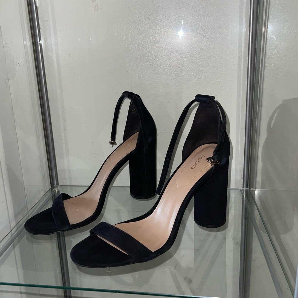 Aldo Helsa Black Open Toe Heels